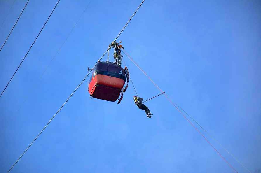 Cable car rescue operation at Chandragiri Hills