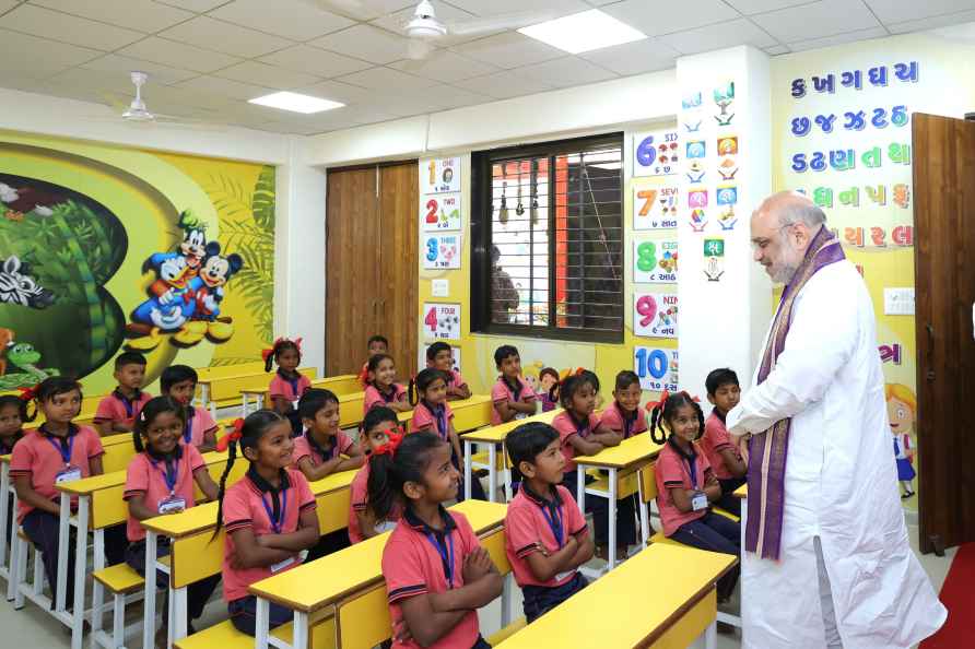 HM Shah at school in Gandhinagar