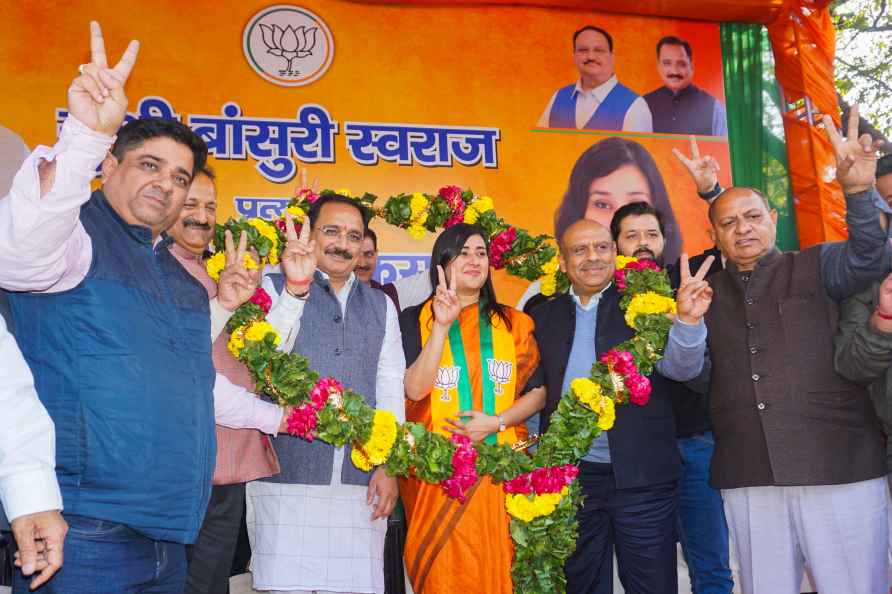 Bansuri Swaraj at BJP office in Delhi