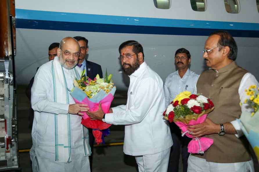 **EDS: IMAGE VIA CMO** Mumbai: Union Home Minister Amit Shah being...