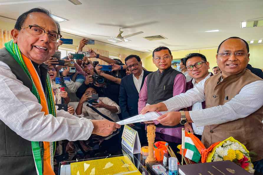 Agartala: Tripura Assembly Speaker Biswa Bandhu Sen receives TIPRA...