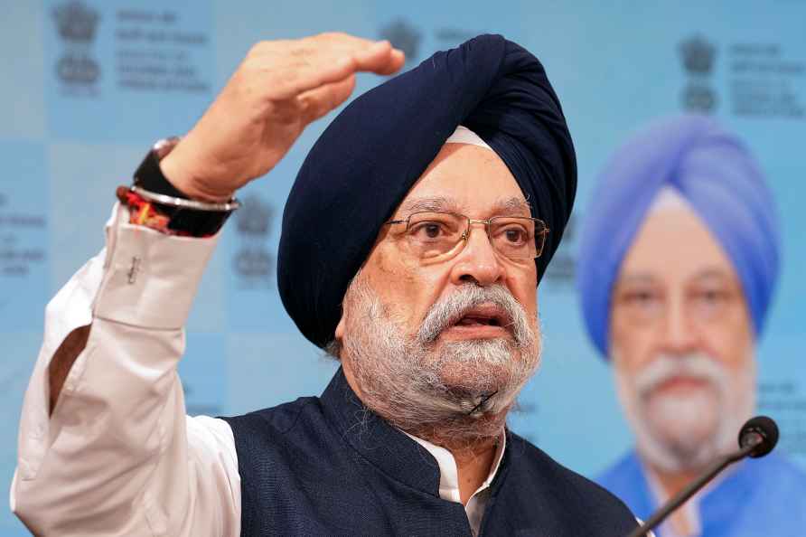 Hardeep Singh Puri talks to media