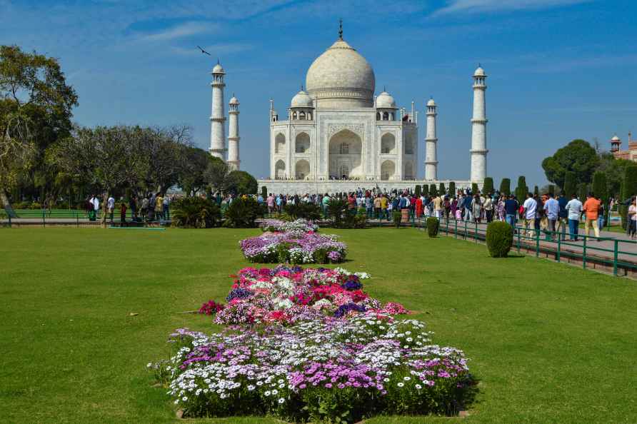 Agra: Tourists at Taj Mahal in Agra, Sunday, March 10, 2024. (