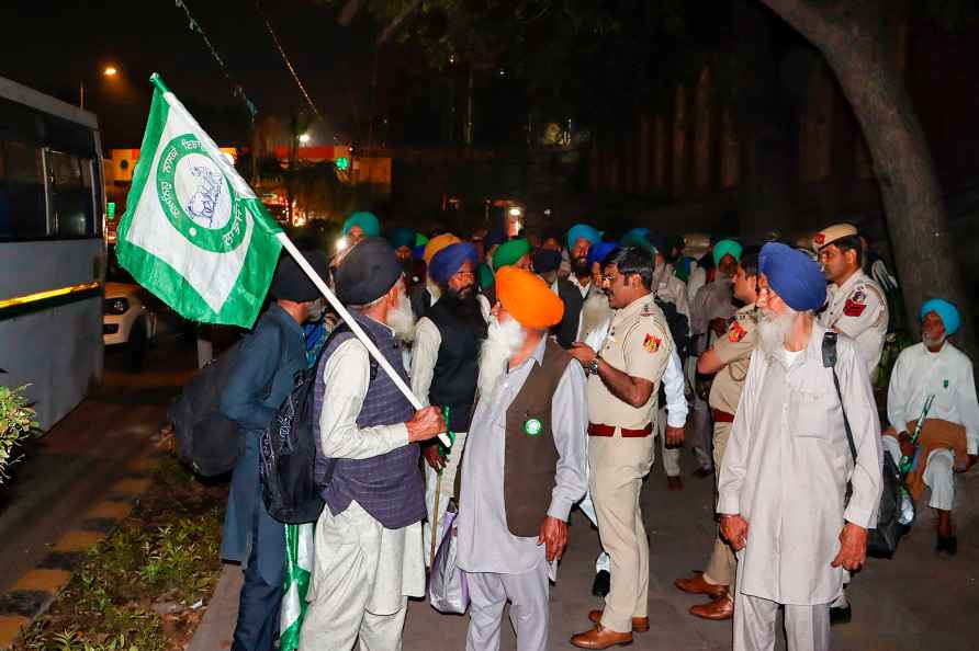 New Delhi: Farmers at the Gurudwara Rakabganj ahead of the 'Kisan...