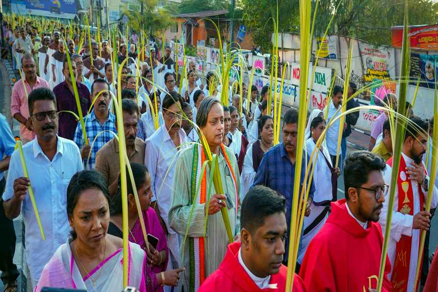 Palm Sunday: Shashi Tharoor during procession