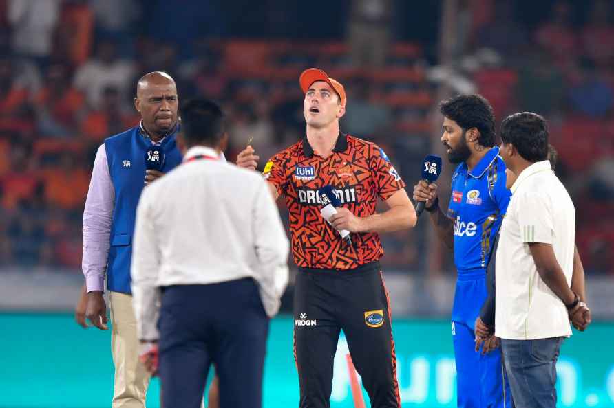 Hyderabad: Sunrisers’ Hyderabad captain Pat Cummins tosses the coin...?