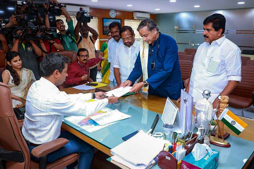 Shashi Tharoor files nomination for LS polls