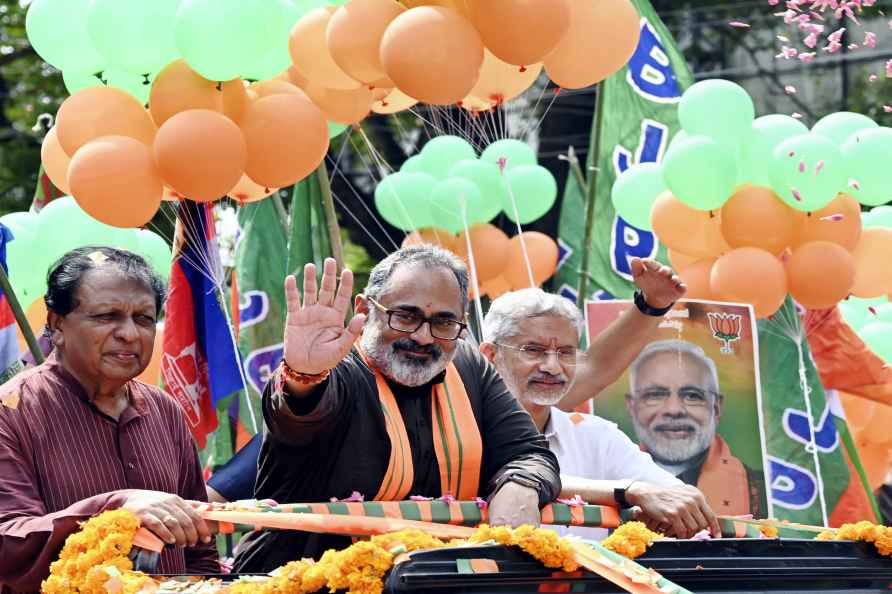 Rajeev Chandrasekhar campaigns in Thiruvananthapuram