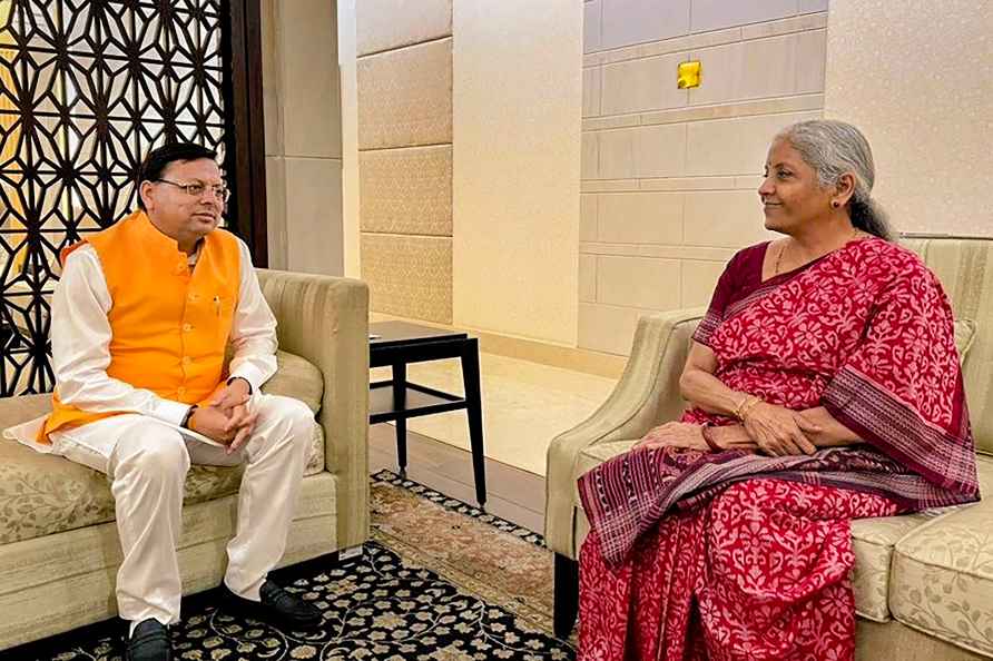 Sitharaman meets Pushkar Dhami