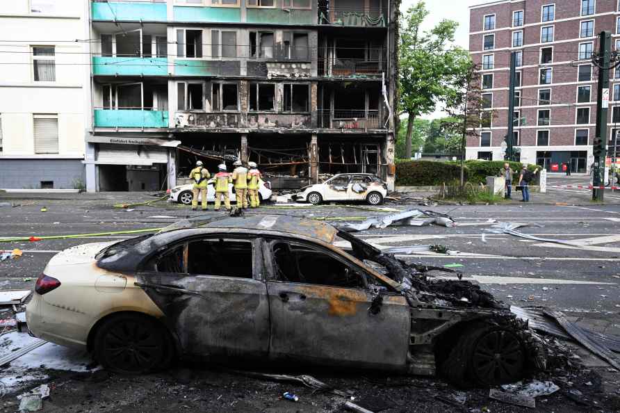 A fire raged, in Duesseldorf