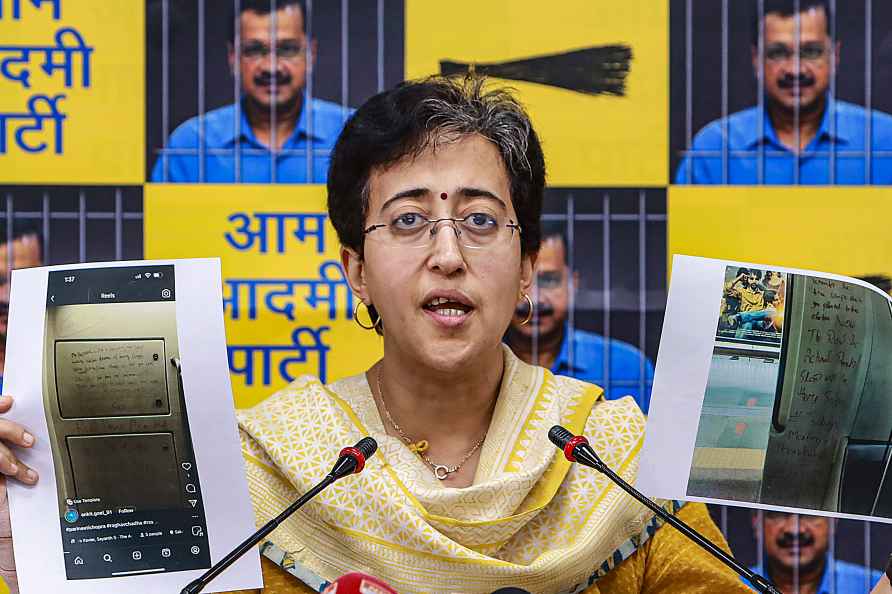 New Delhi: Aam Aadmi Party (AAP) leader Atishi addresses a press...