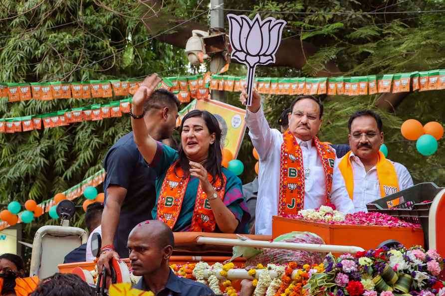 New Delhi: Bharatiya Janata Party President JP Nadda campaigns for...