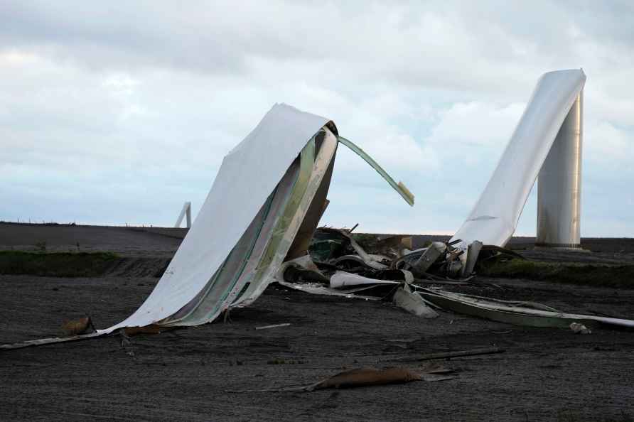 Tornado-damaged wind turbine