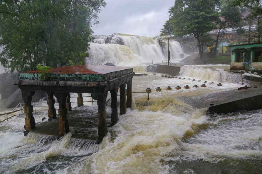 Flood waters overflow Tirparappu falls