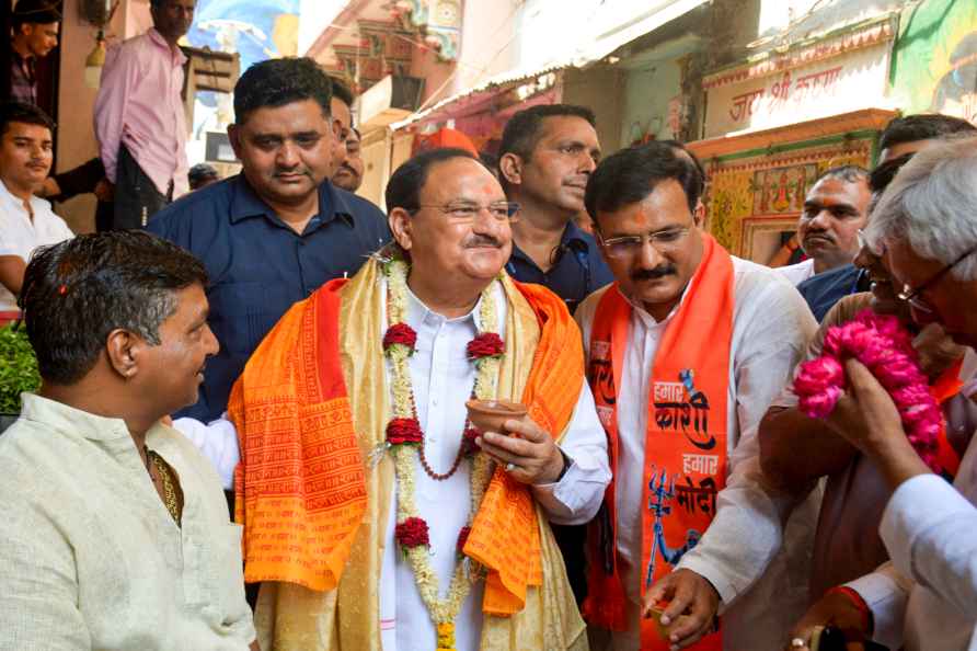 JP Nadda at the Kaal Bhairav ??Temple