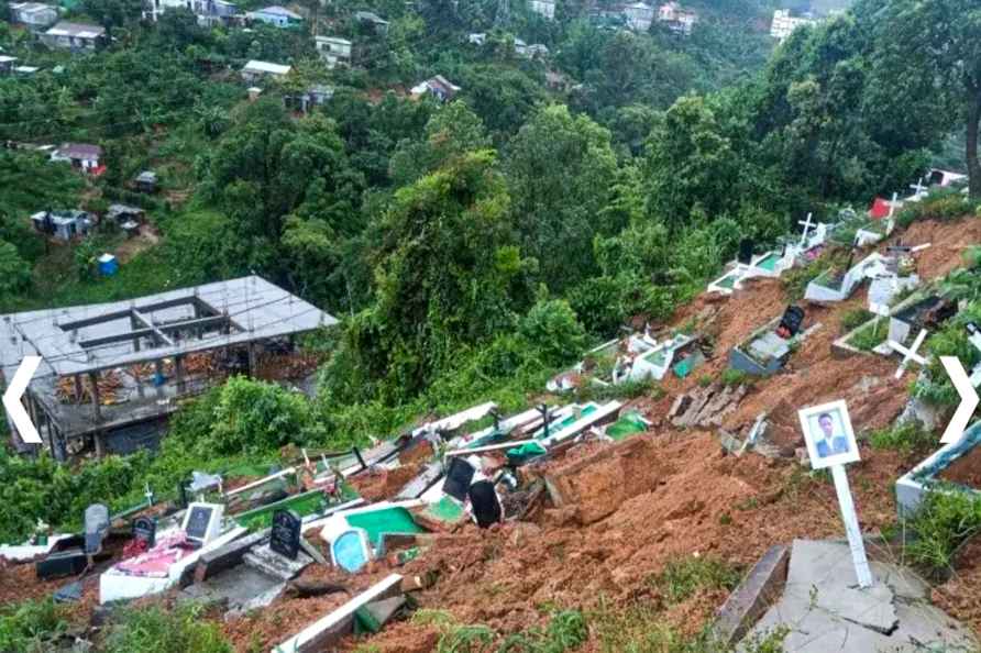 Aftermath of landslides in Mizoram