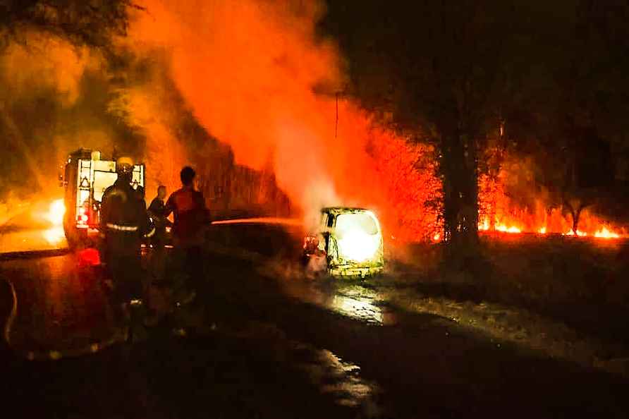 Car catches fire in Meerut