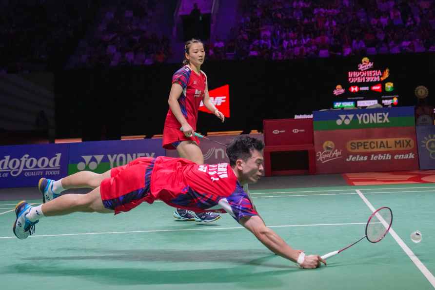 Mixed doubles semifinal match at Istora Stadium