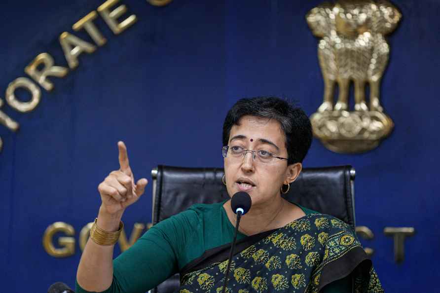 New Delhi: Delhi Minister Atishi addresses a press conference, in...