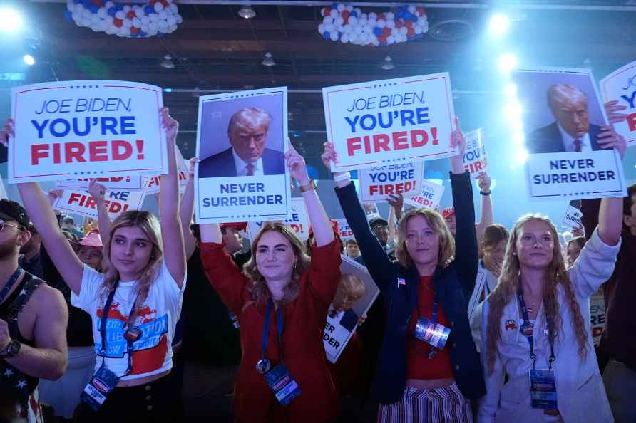 People arrive before Republican presidential candidate former President...