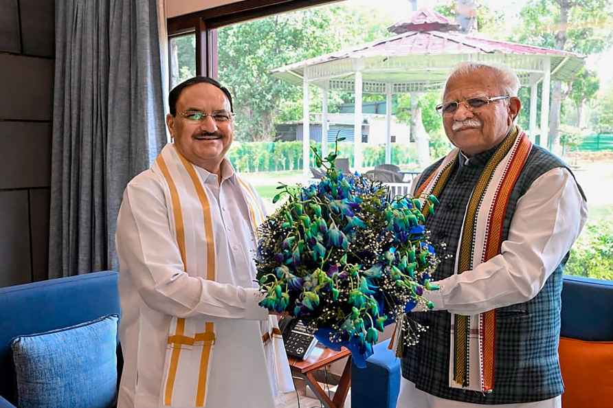 JP Nadda meets Manohar Lal Khattar