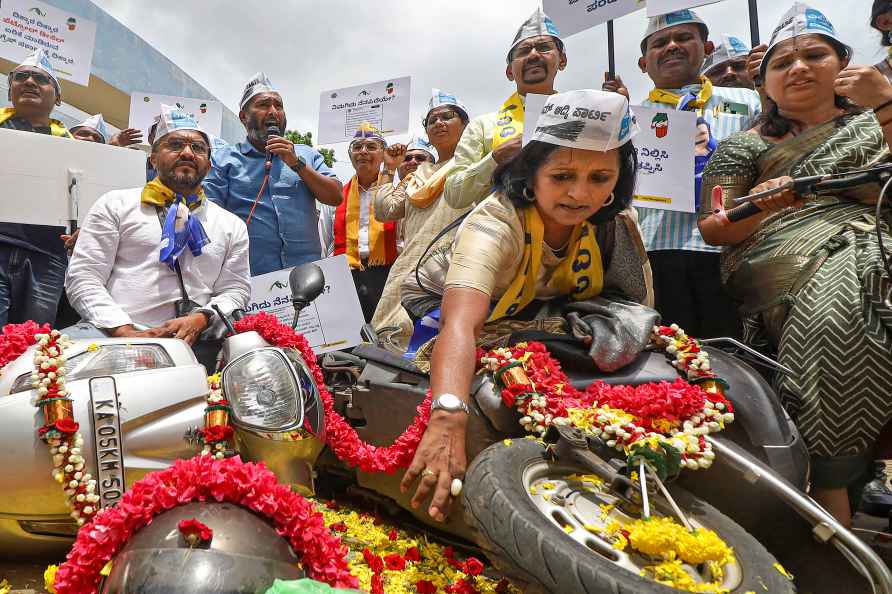 Protest against fuel price hike in Bengaluru