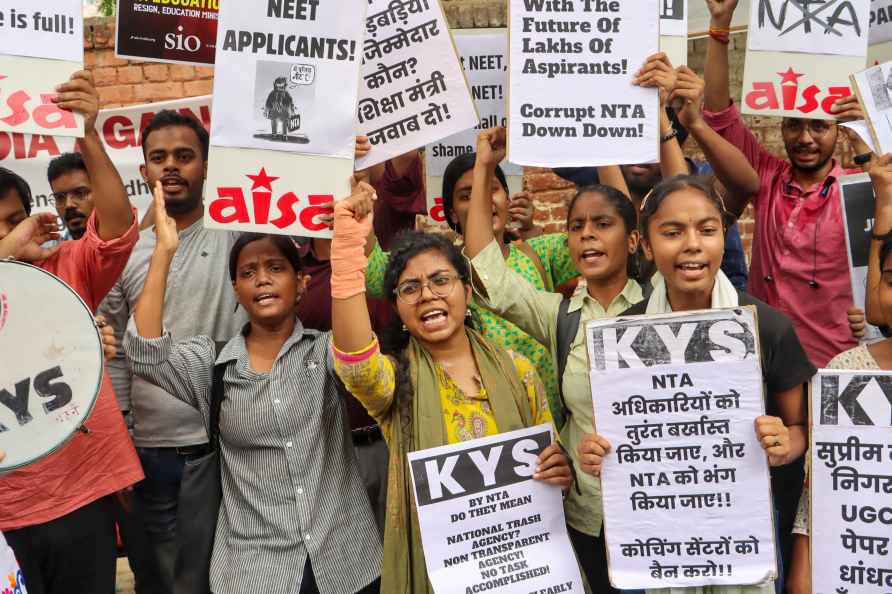 Protest over irregularities in NEET-UG results