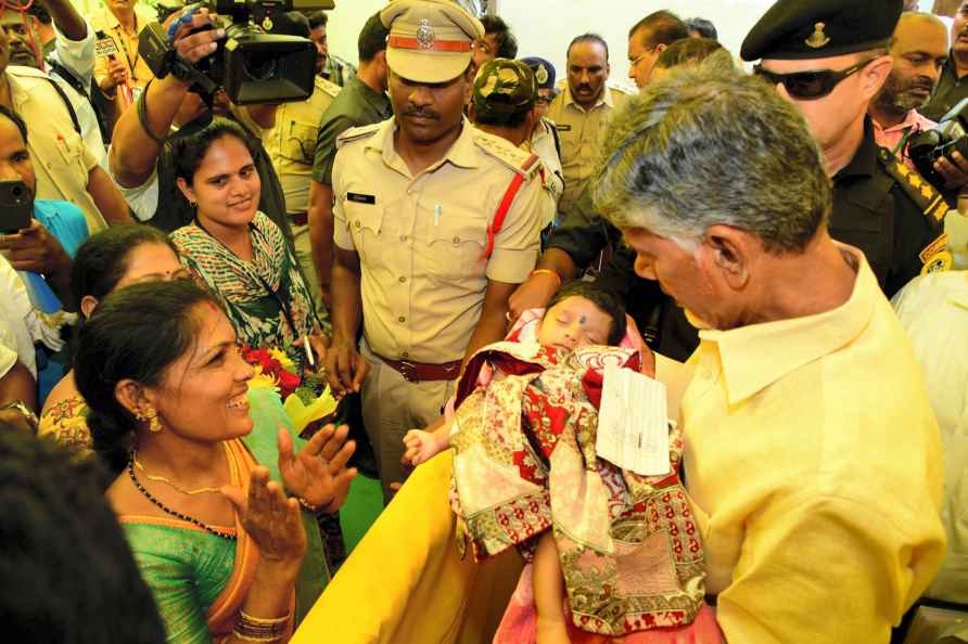 Nara Chandrababu Naidu interacts with people