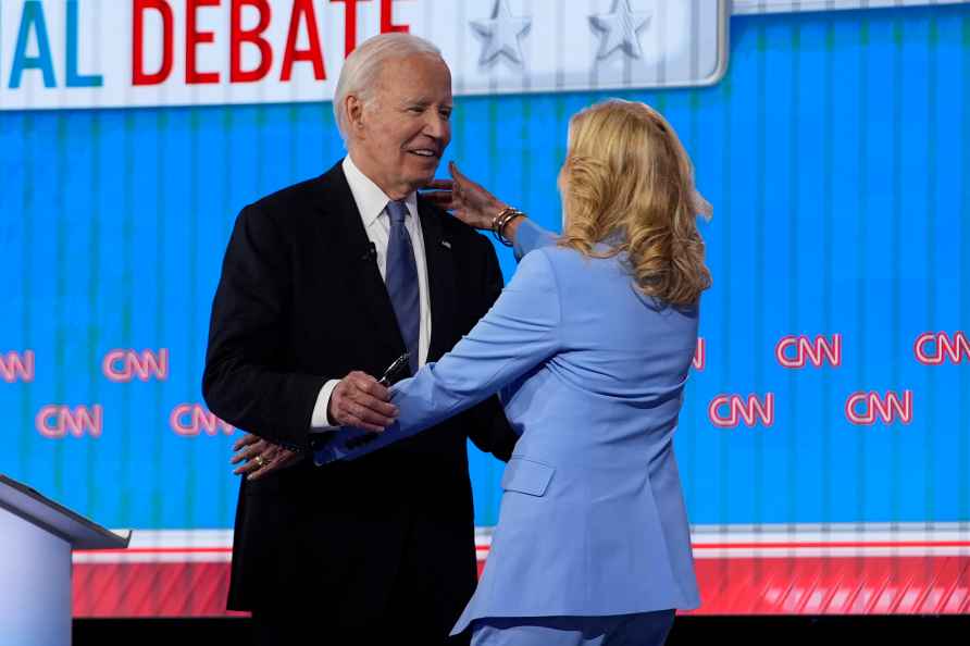 Jill Biden hugs President Joe Biden