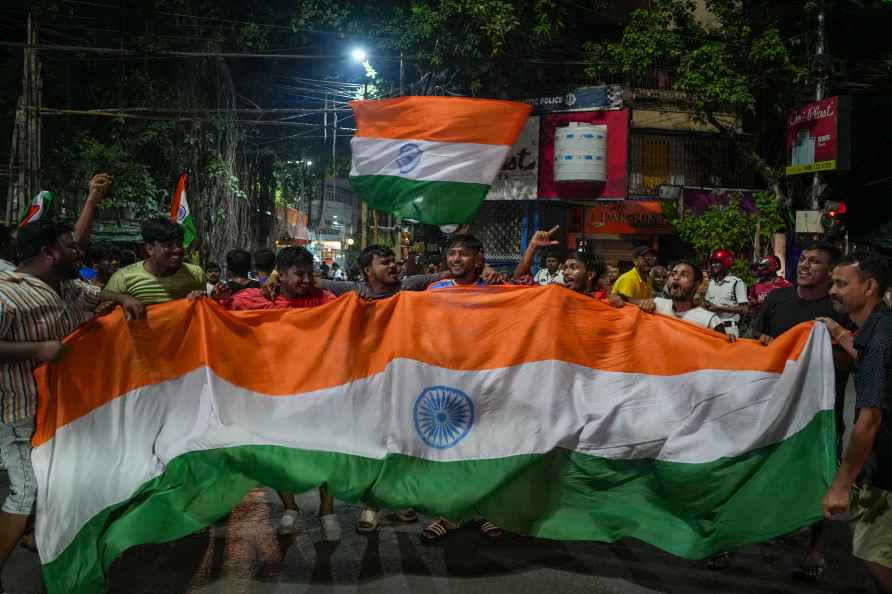 People celebrate ICC Men's T20 World Cup final win