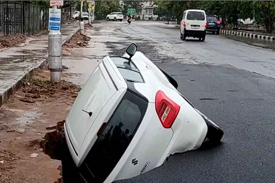Weather: Road caved in after rainfall