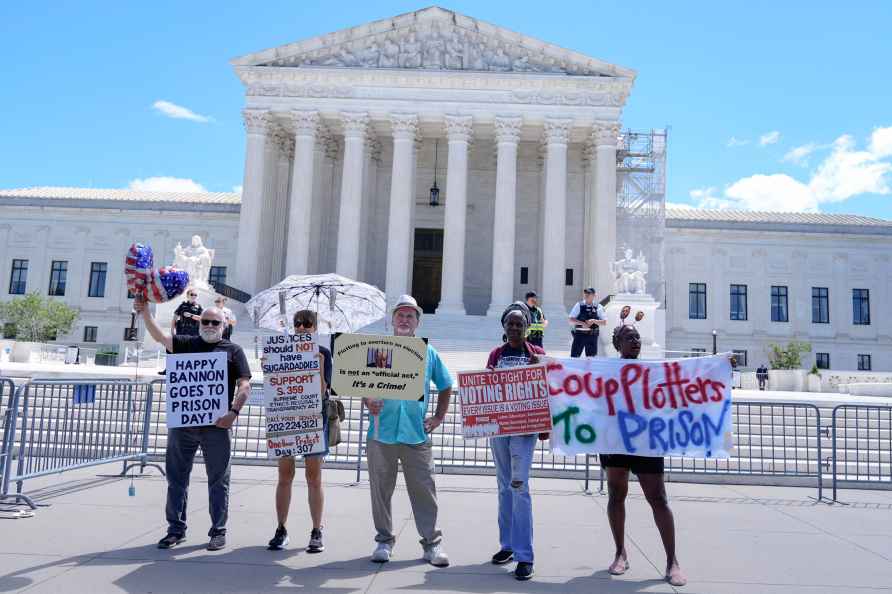 People protest outside the Supreme Court