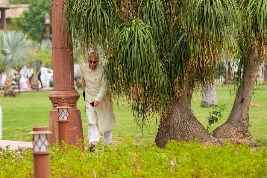 New Delhi: AIMIM MP Asaduddin Owaisi arrives to attend the Parliament...