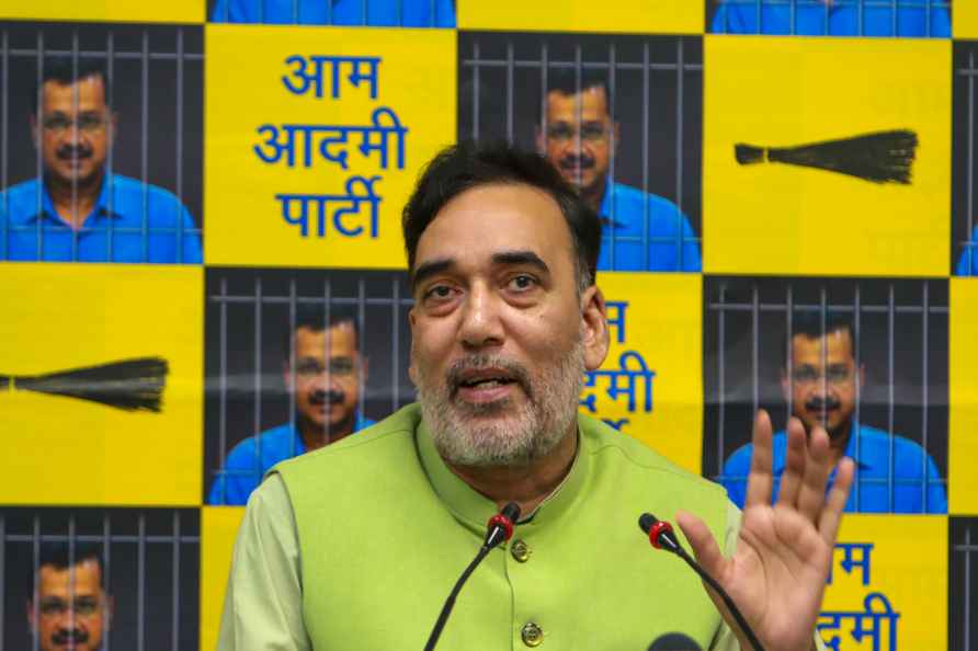 New Delhi: AAP leader Gopal Rai addresses a press conference, in...