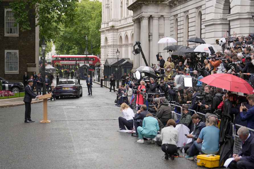 Britain's outgoing Conservative Party Prime Minister Rishi Sunak...