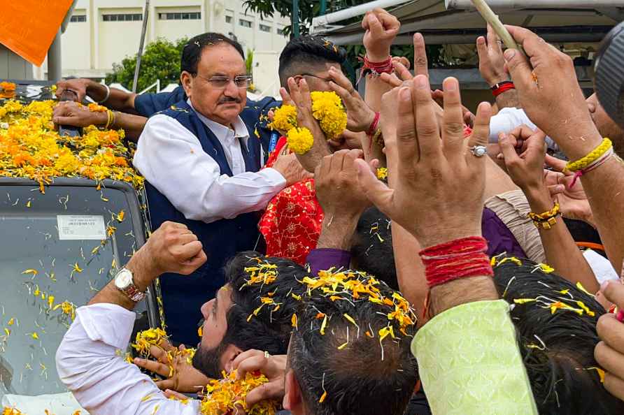 Jammu: Union Minster and BJP National President J.P. Nadda being...