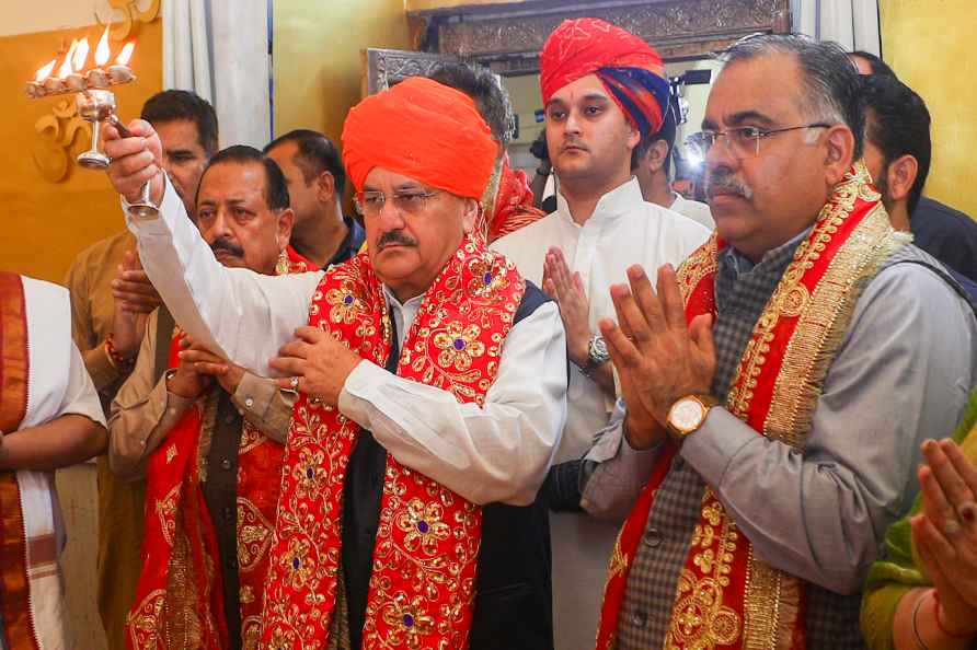 Jammu: Union Minster and BJP National President J.P. Nadda offers...