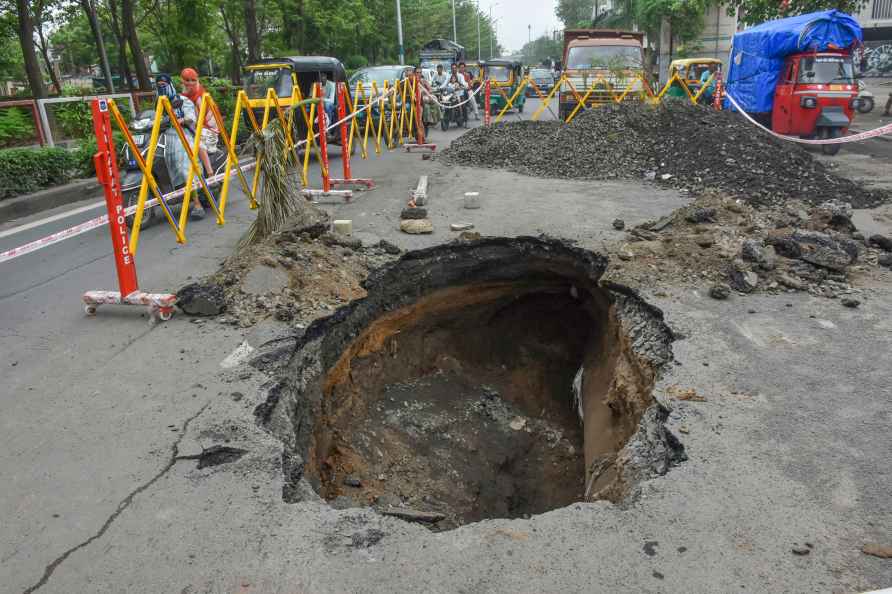 Weather: Part of road caved in after rains