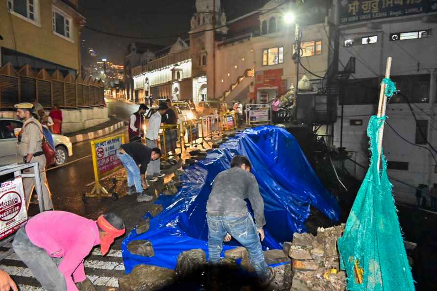 Road near old bus stand damaged after landslide