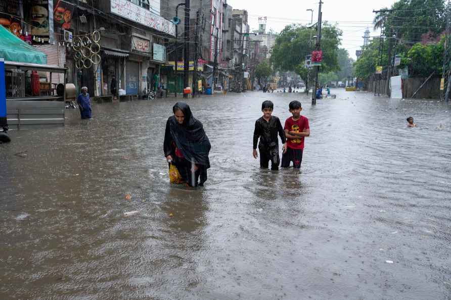 Flooded road in Lahore