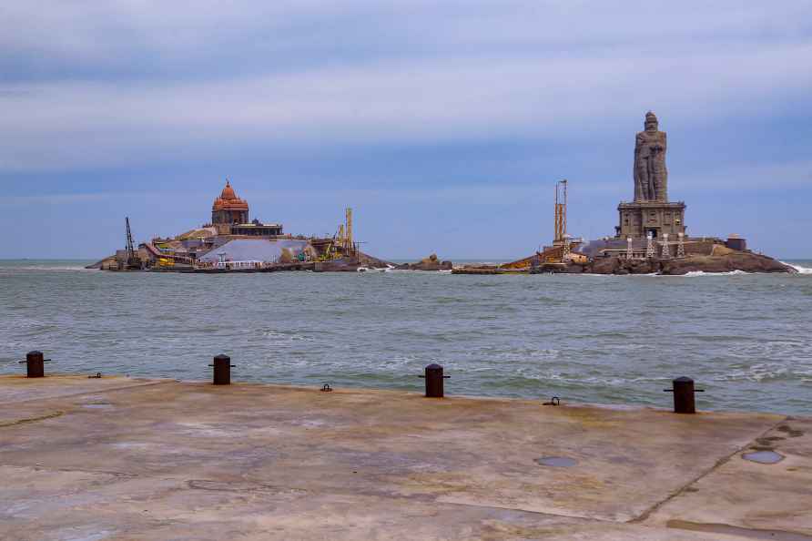 Glass bridge under construction in Kanyakumari