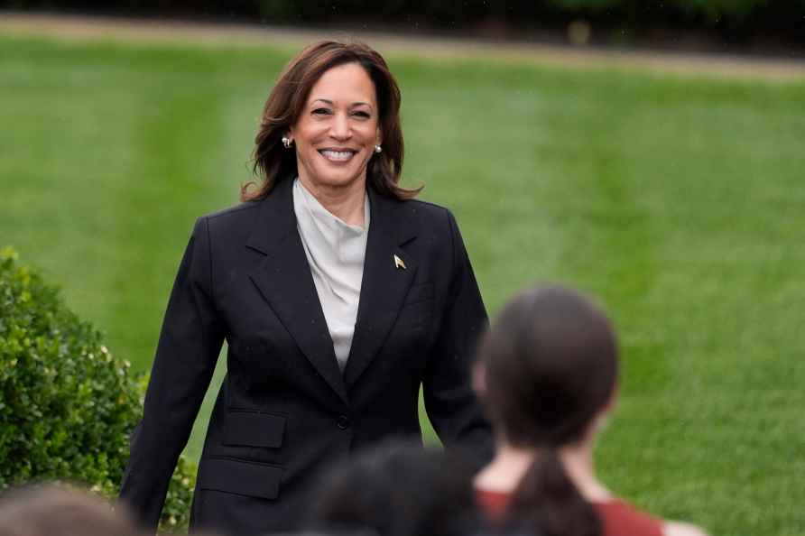 Vice President Kamala Harris arrives to speak from the South Lawn...