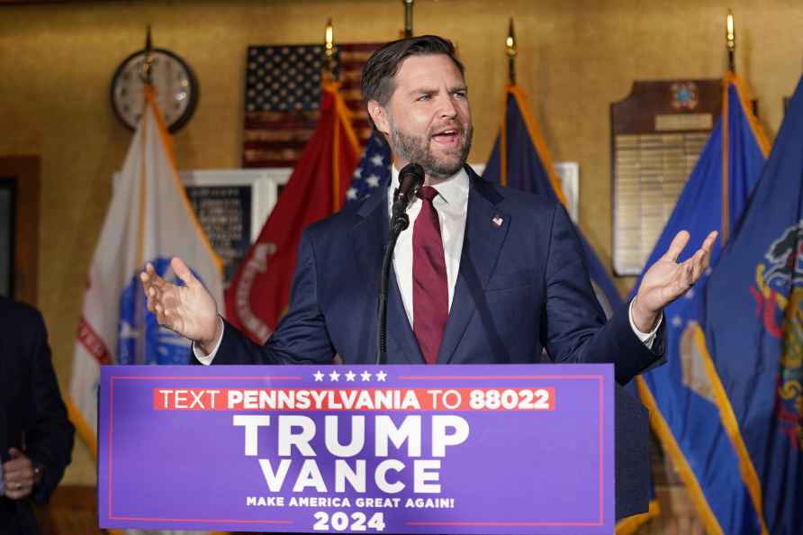 Republican vice presidential nominee Sen. JD Vance, R-Ohio, speaks...