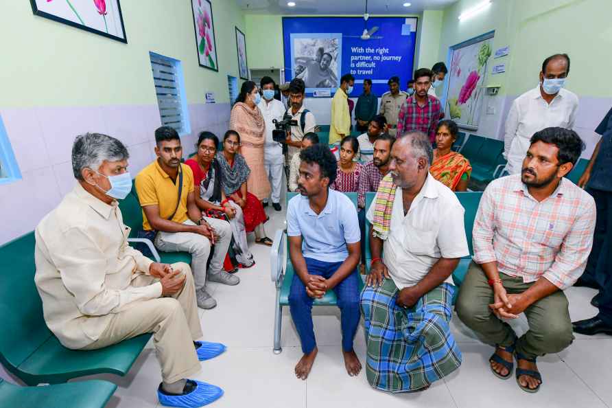 Andhra CM visits pharma unit fire victims