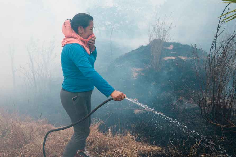 Forest fire in the Nayon neighborhood of Quito