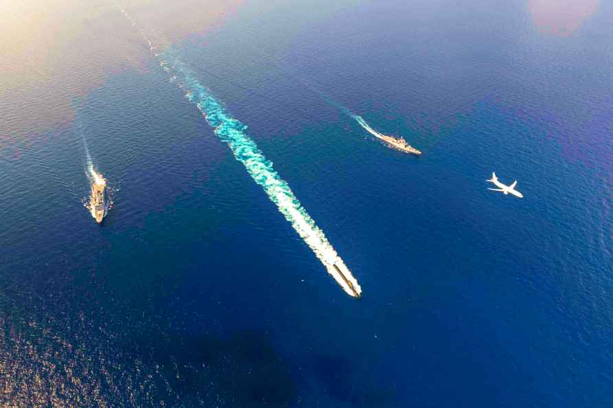 Indian Naval Ship Tabar at India - France bilateral exercise