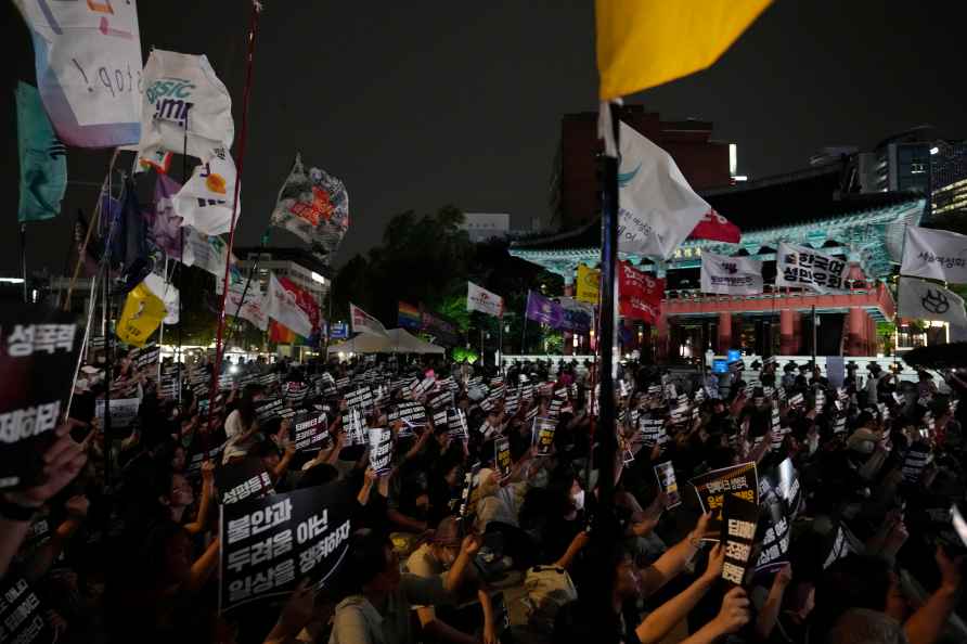 Feminist activists stage a rally