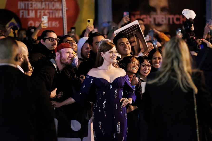 Amy Adams arrives on the red carpet for the premiere of 'Nightbitch...