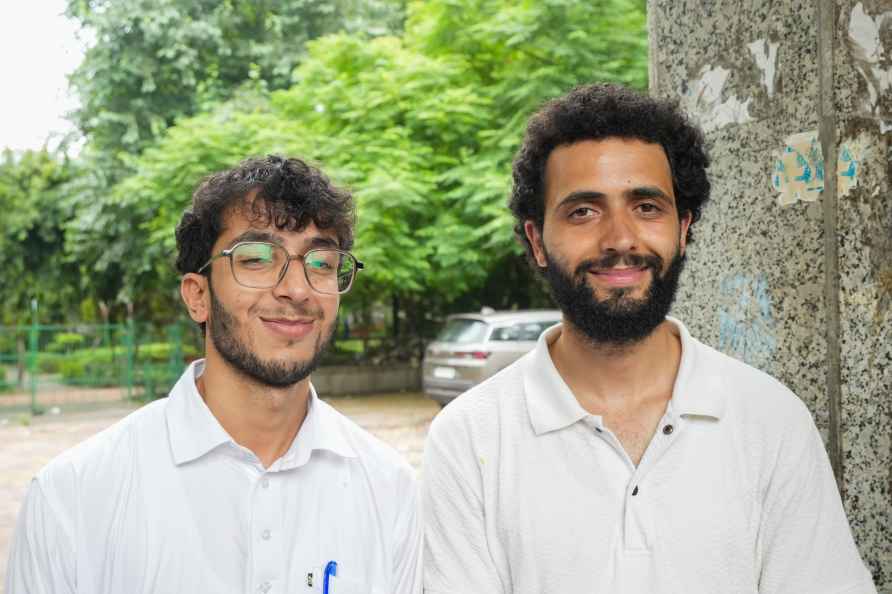 Engineer Rashid's sons outside Tihar Jail