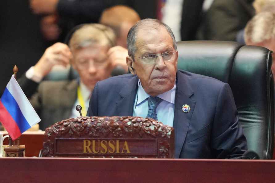 Russian Foreign Minister Sergey Lavrov listens during the 19th East...